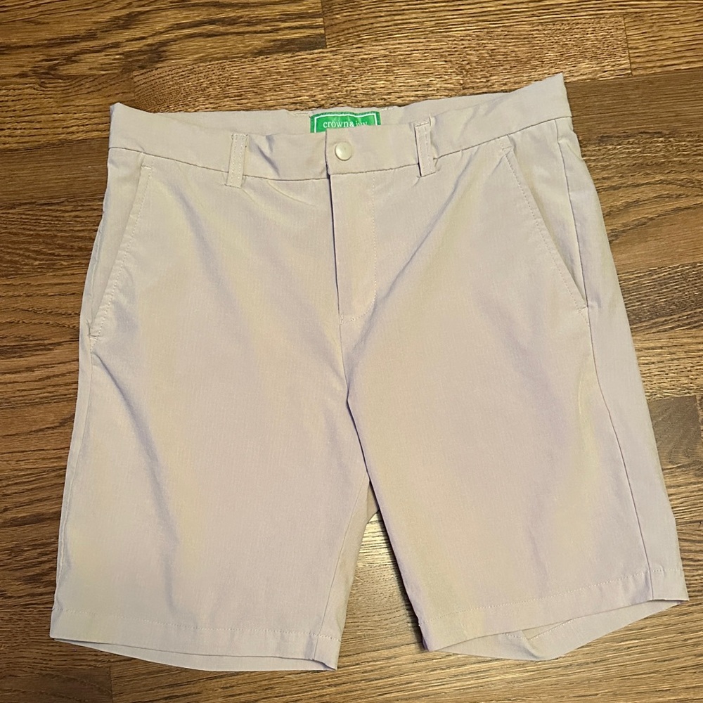 Crown & Ivy Men's Beige Flat Front Shorts